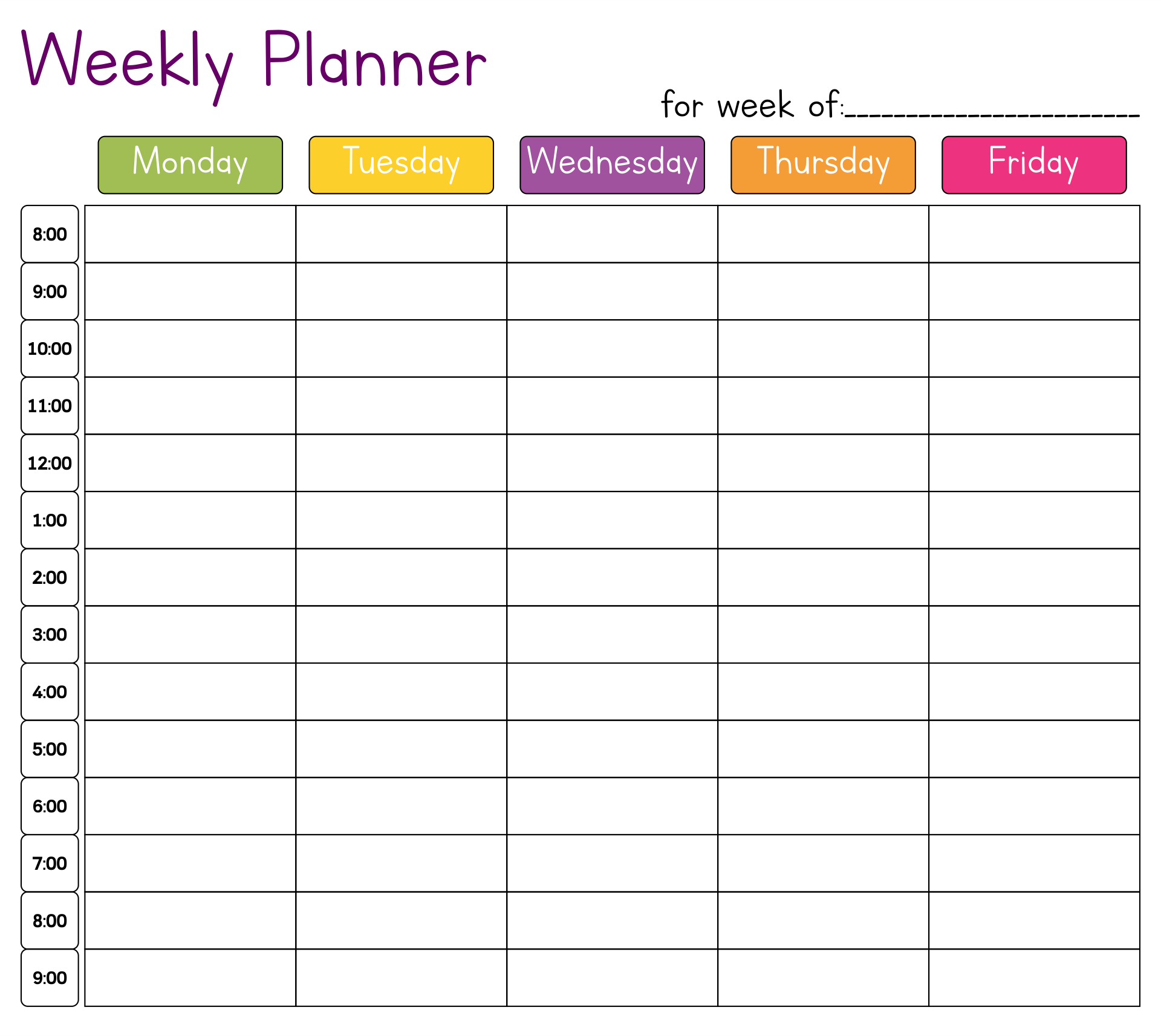 Hourly Week Planner Printable Educational Printable Worksheets Hourly Week Planner Printable Educational Printable Worksheets
