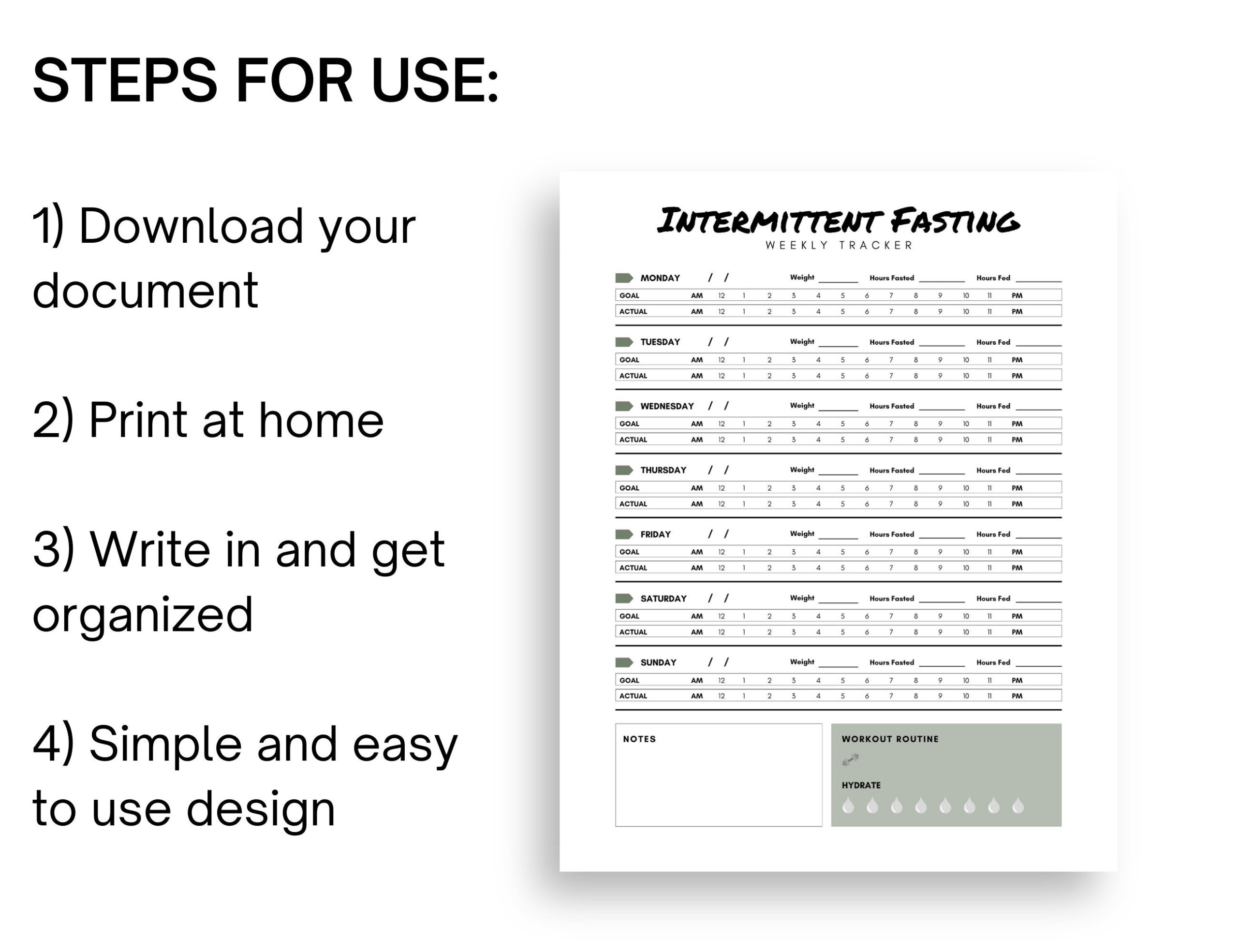 Intermittent Fasting Fasting Printable Fasting Planner Intermittent 