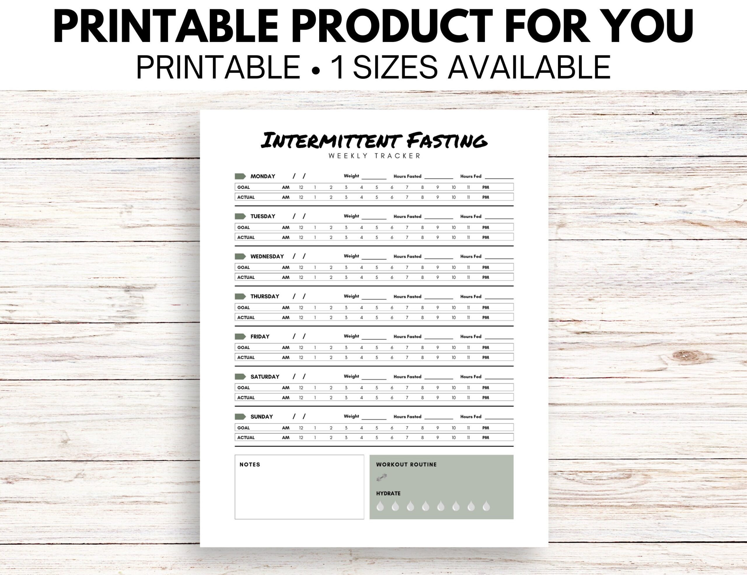 Intermittent Fasting Fasting Printable Fasting Planner 