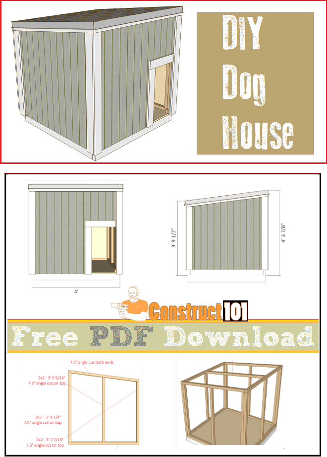 Large Dog House Plans PDF Download Construct101