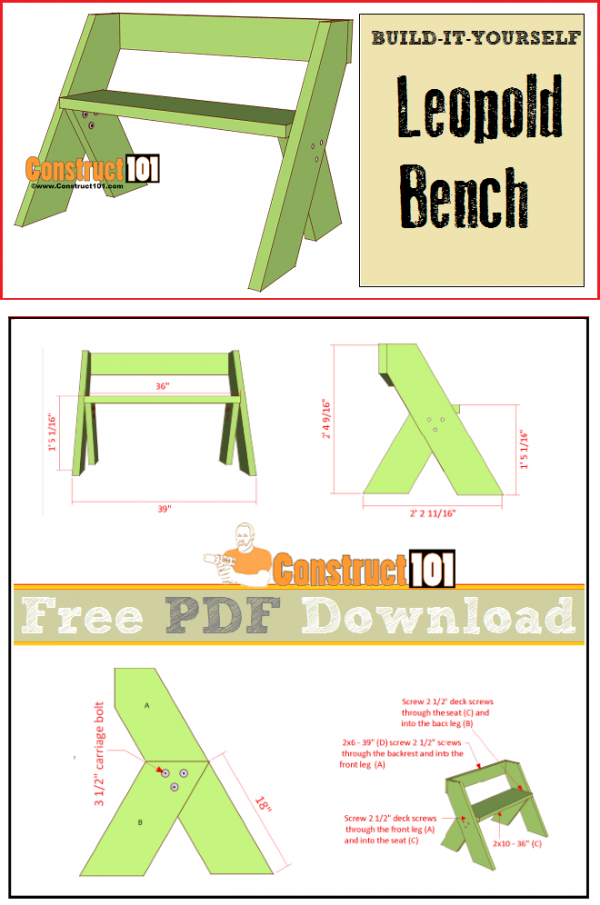 Leopold Bench Plans PDF Download Construct101
