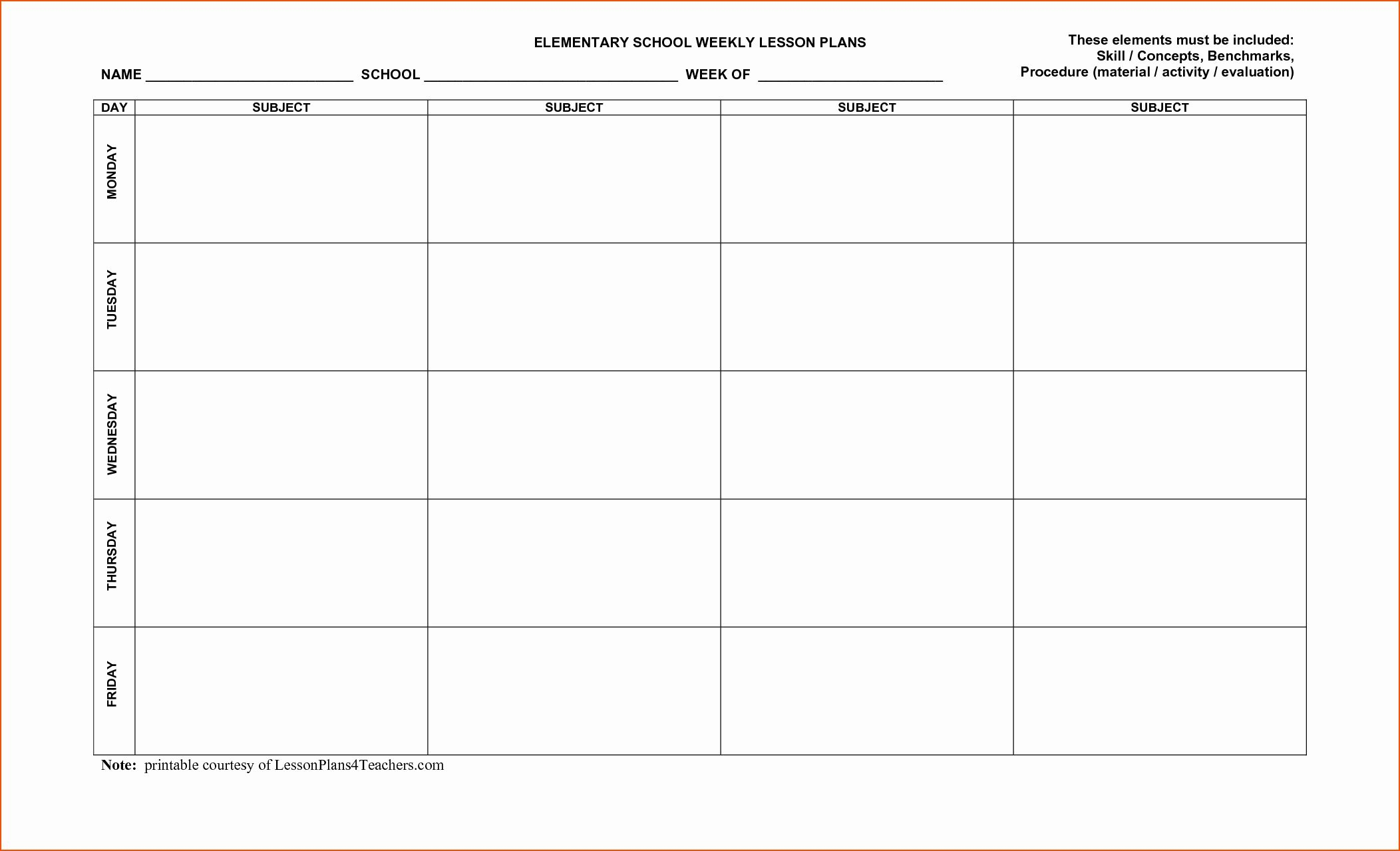 Lesson Plan Book Template Printable Free Printable Templates