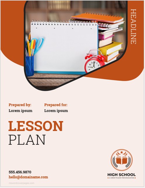 Lesson Plan Cover Page Template MS Word Cover Page Templates