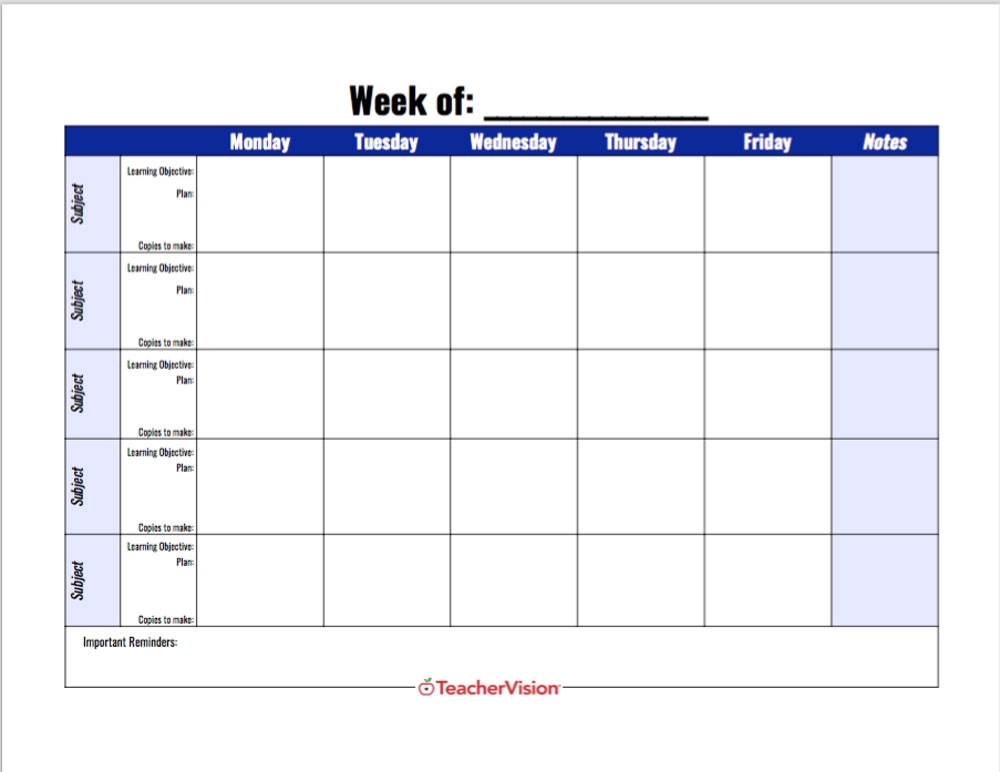 Lesson Plan Teacher Planner Printable