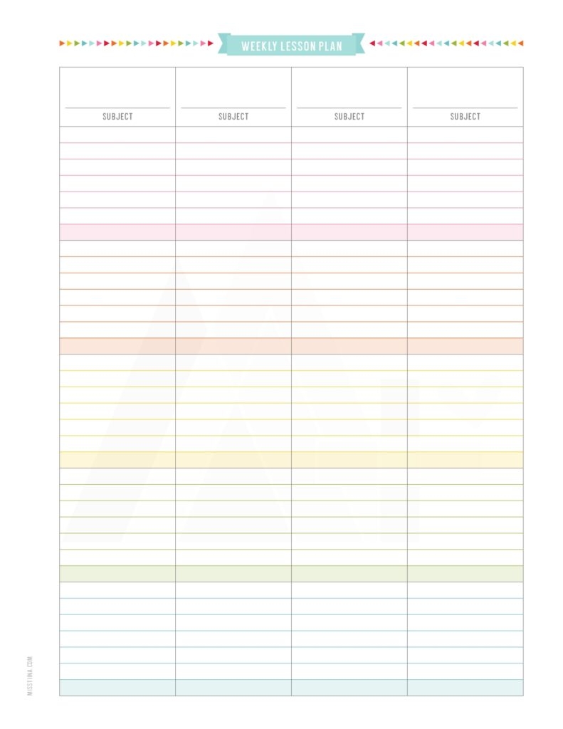 Lesson Plan Teacher Planner Printable Fillable Form 2024