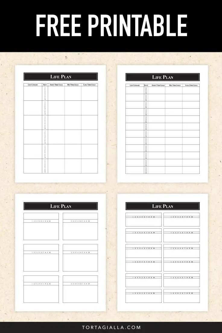Life planning templates Tortagialla