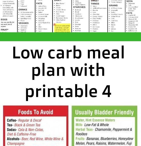 Low Carb Meal Plan With Printable 4 Low Carb Meal Plan Eroppa