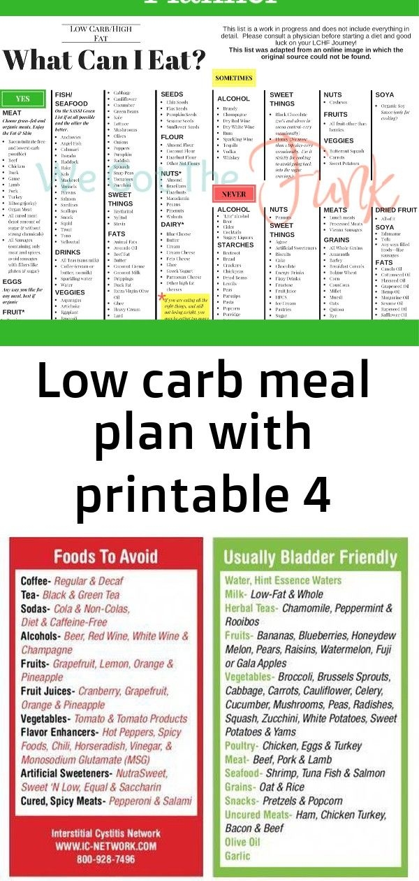 Low Carb Meal Plan With Printable 4 Low Carb Meal Plan Eroppa