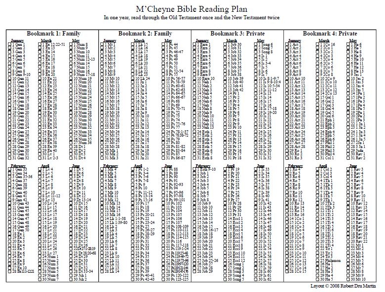 M 39 cheyne Bible Reading Plan Printable