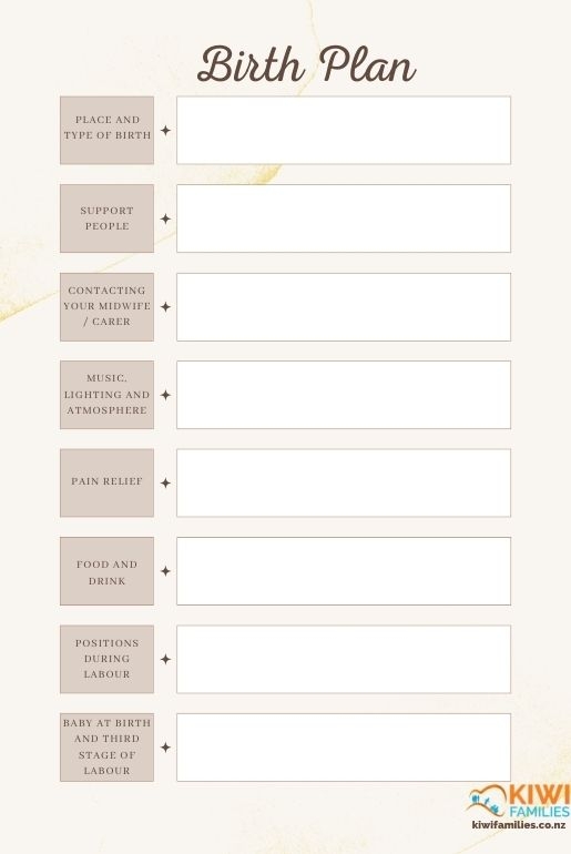 Making A Birth Plan Kiwi Families Worksheets Library