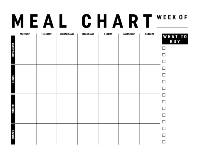 Meal Plan Printable Chart