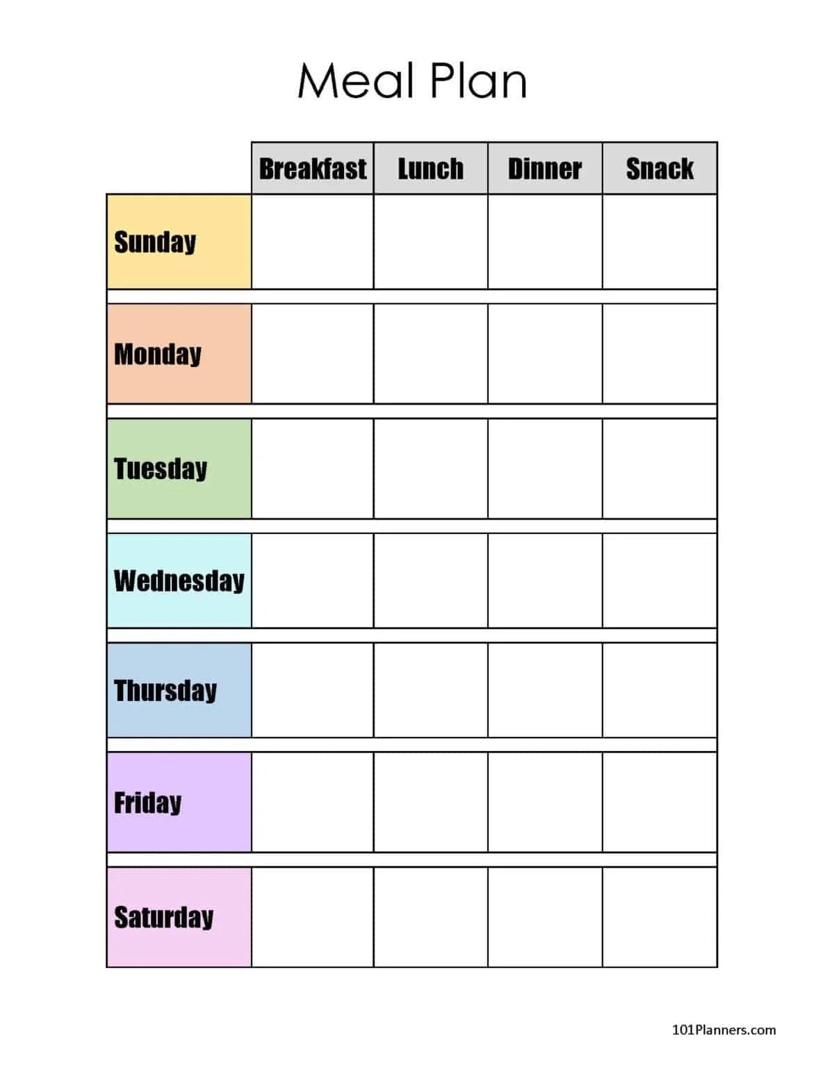 Meal Plan Printable