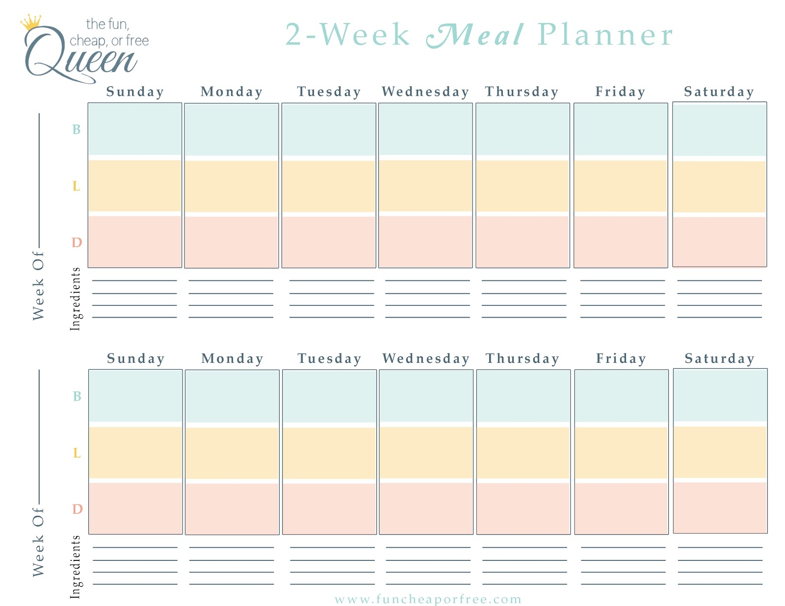 Meal Plan Sheets Printable