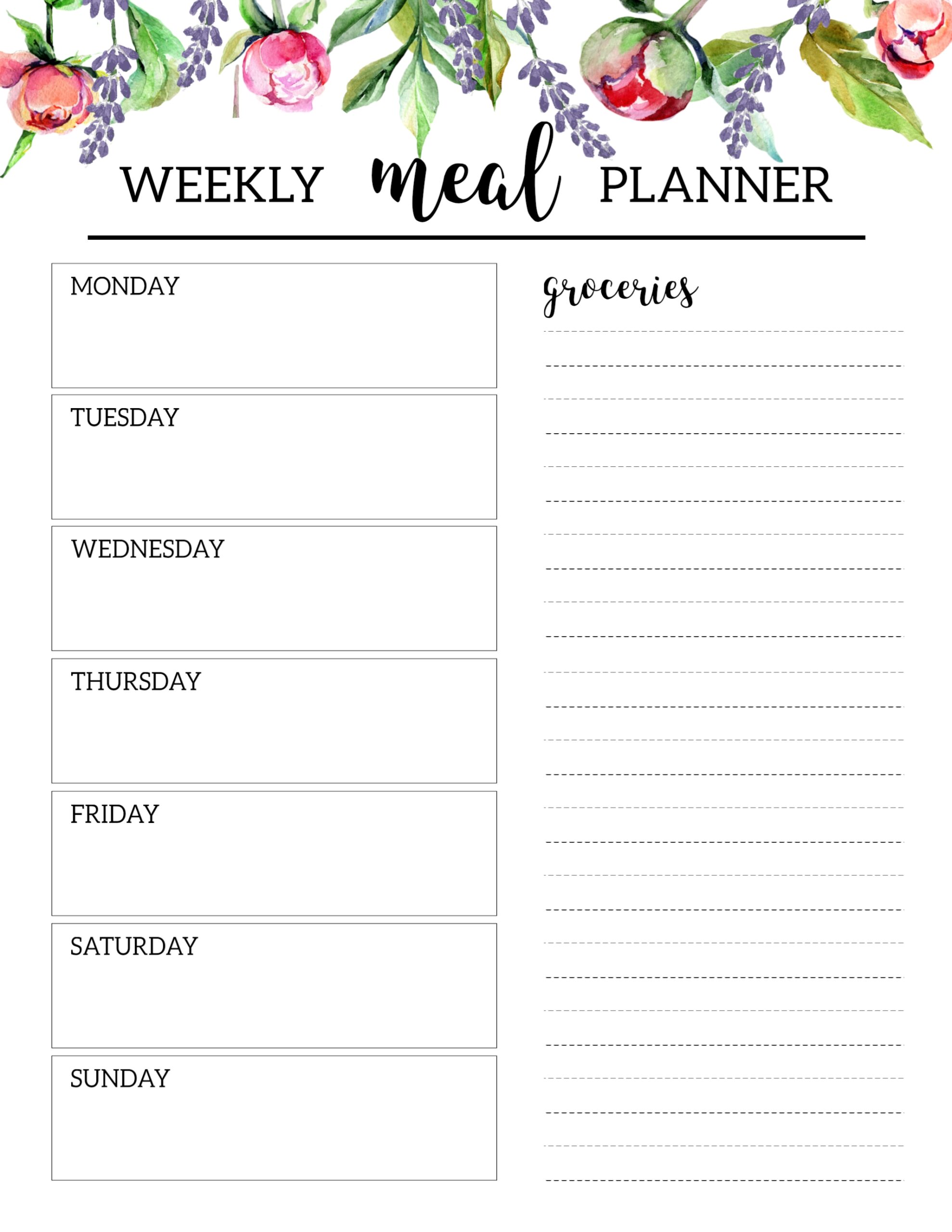 Meal Planner Template Printable Free Printable Templates