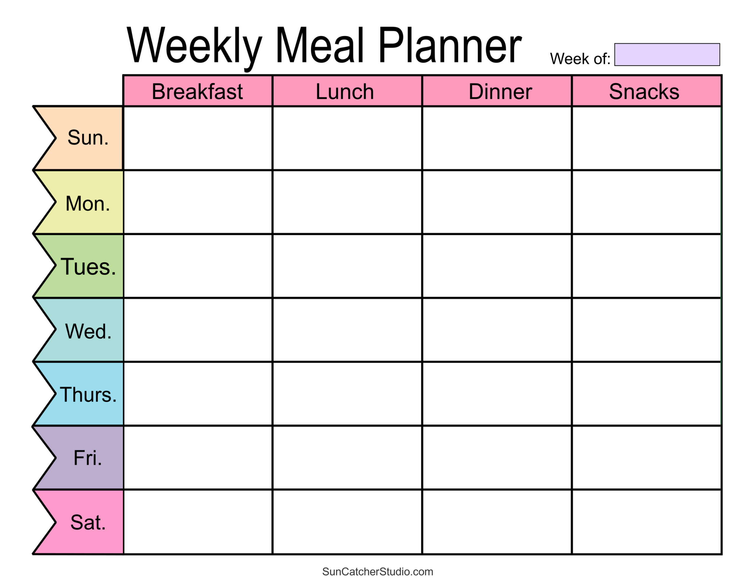 Meal Planners Printable Weekly Menu Templates PDF DIY Projects 