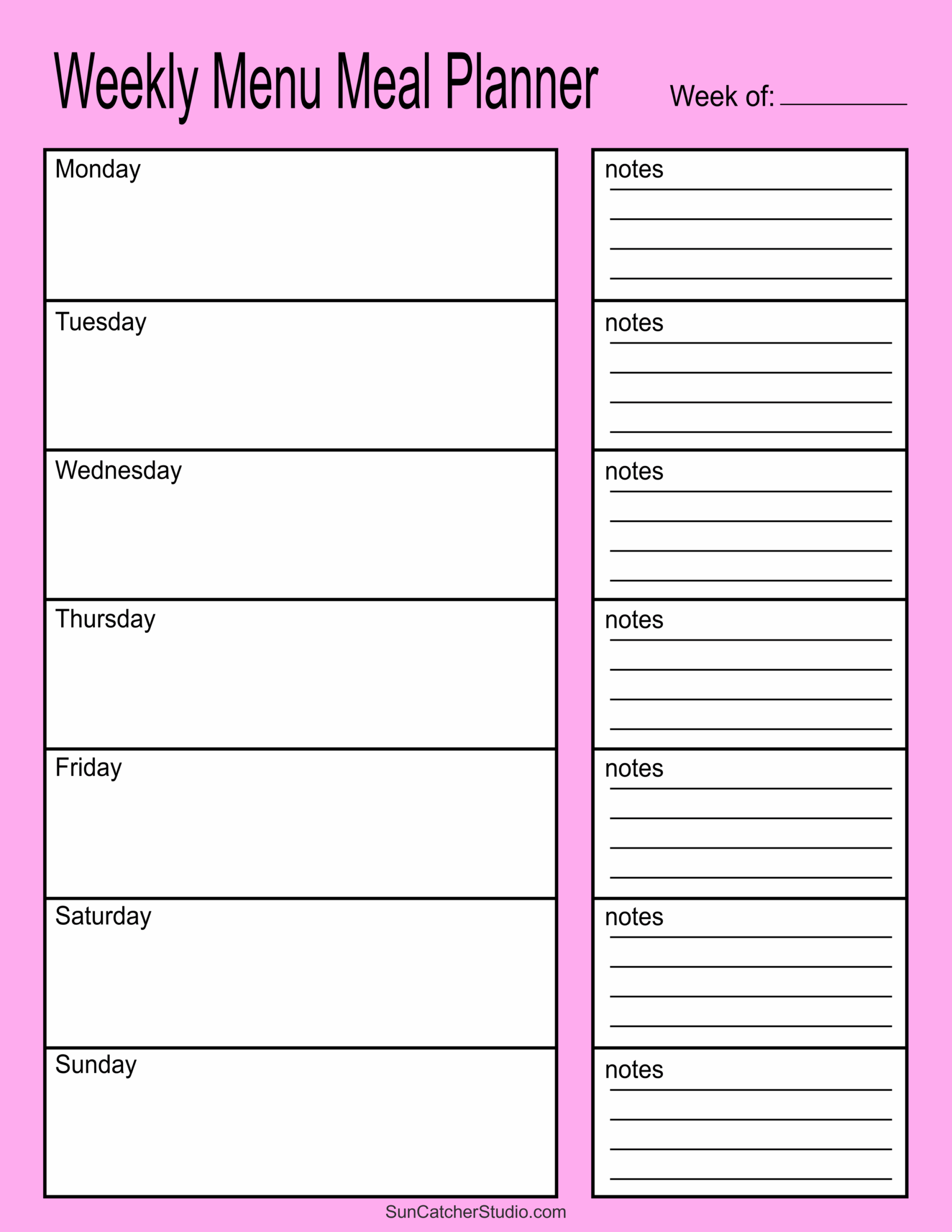 Meal Planners Printable Weekly Menu Templates PDF Free Printables 