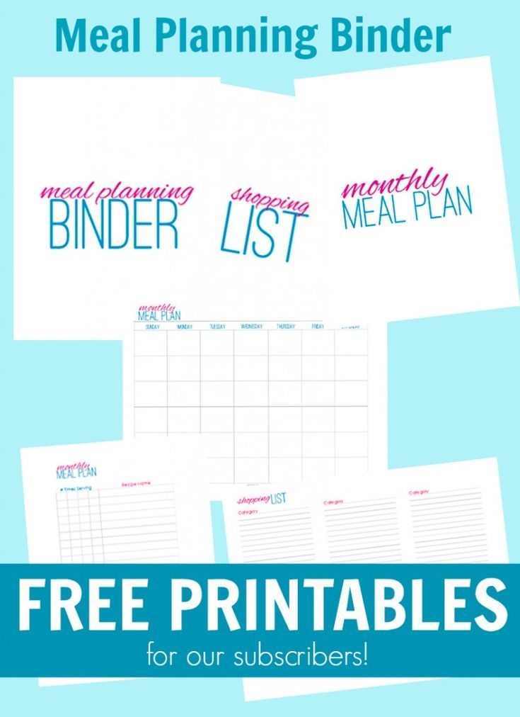 Meal Planning Binder Printables Free Printable Calendars AT A GLANCE