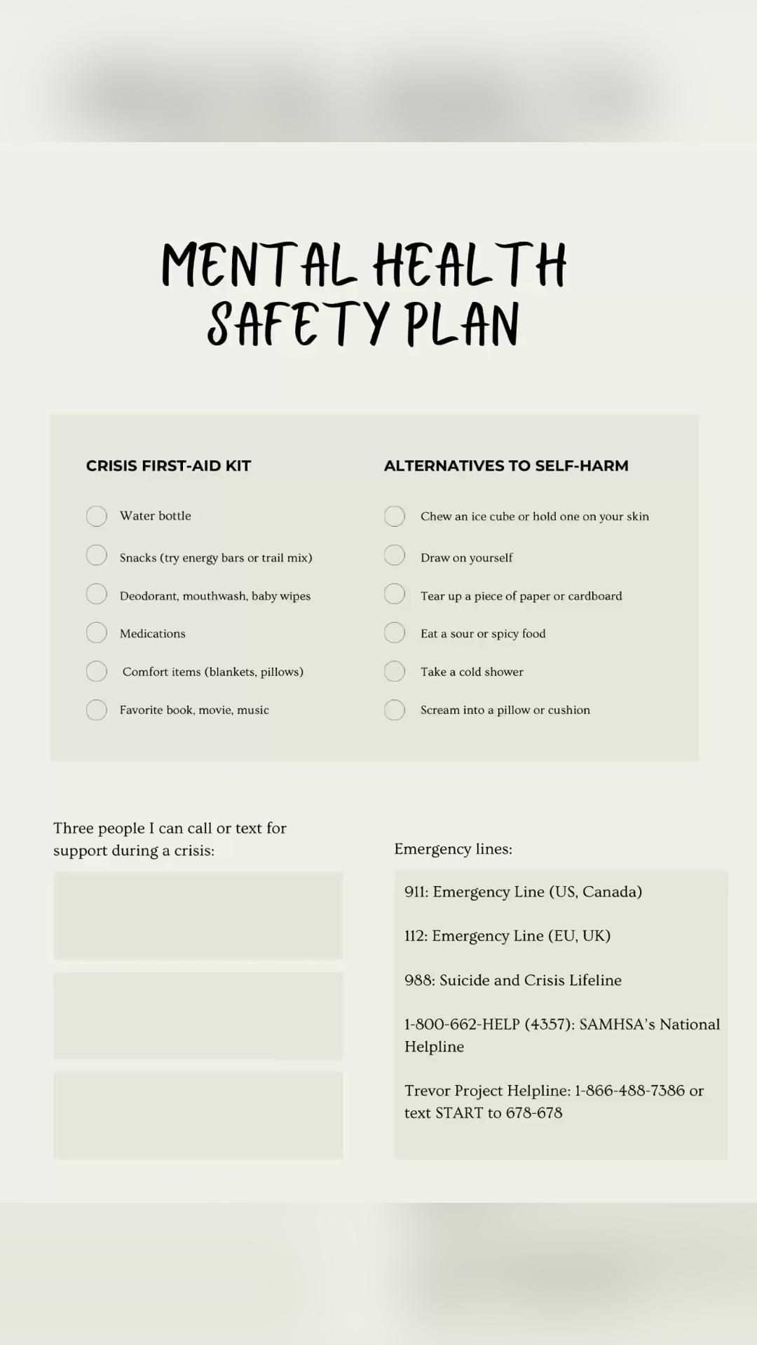 Mental Health Safety Plan Template Artofit
