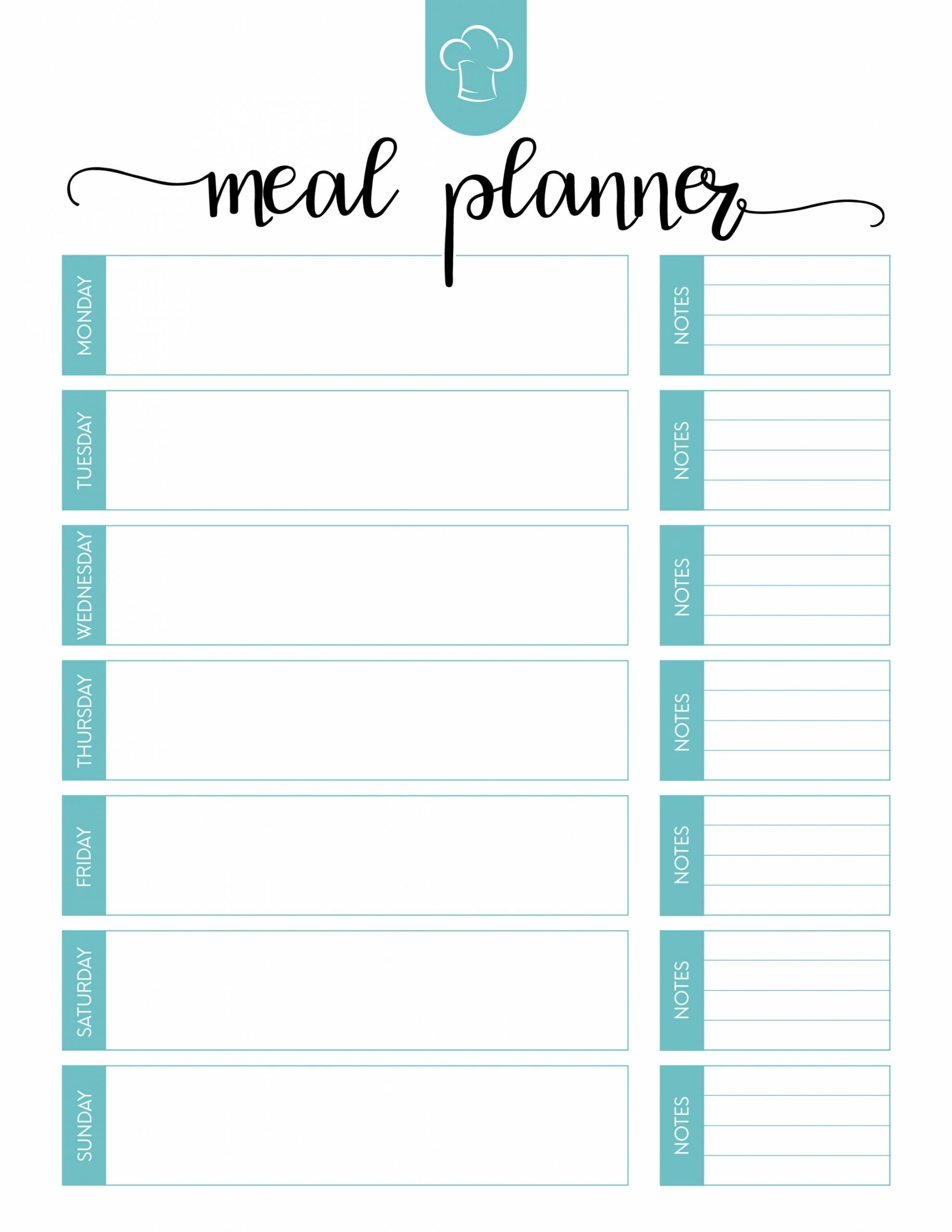 Menu Calendar Printable