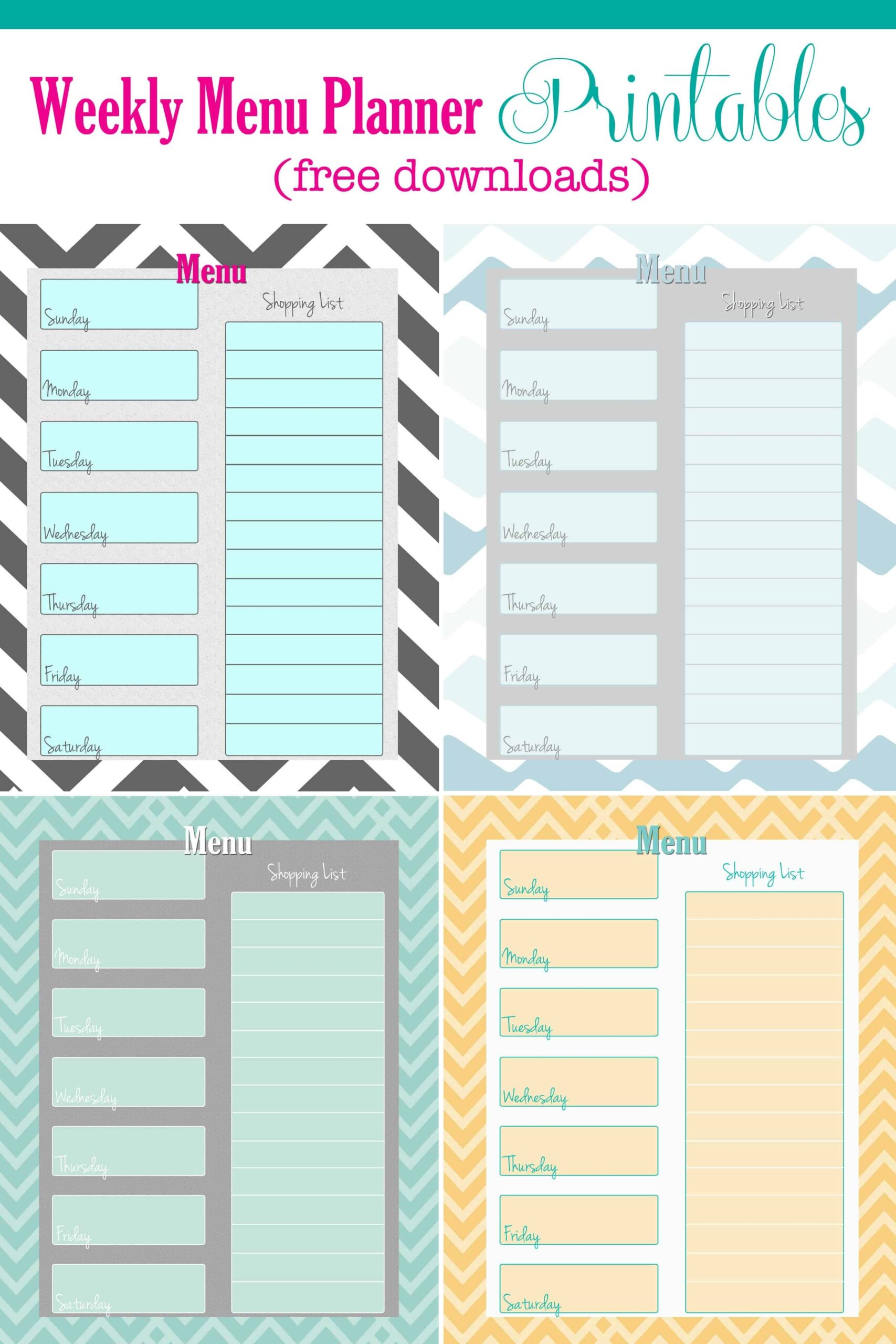 Menu Planning Template Free Printable