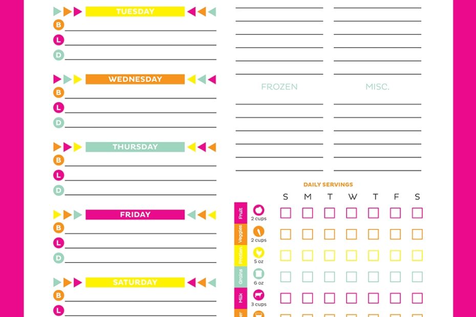 Monthly And Weekly FREE Printable Meal Planner Printable Crush