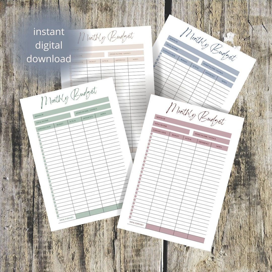 Monthly Budget Template Printable Budget Plan Monthly Budget Sheet 