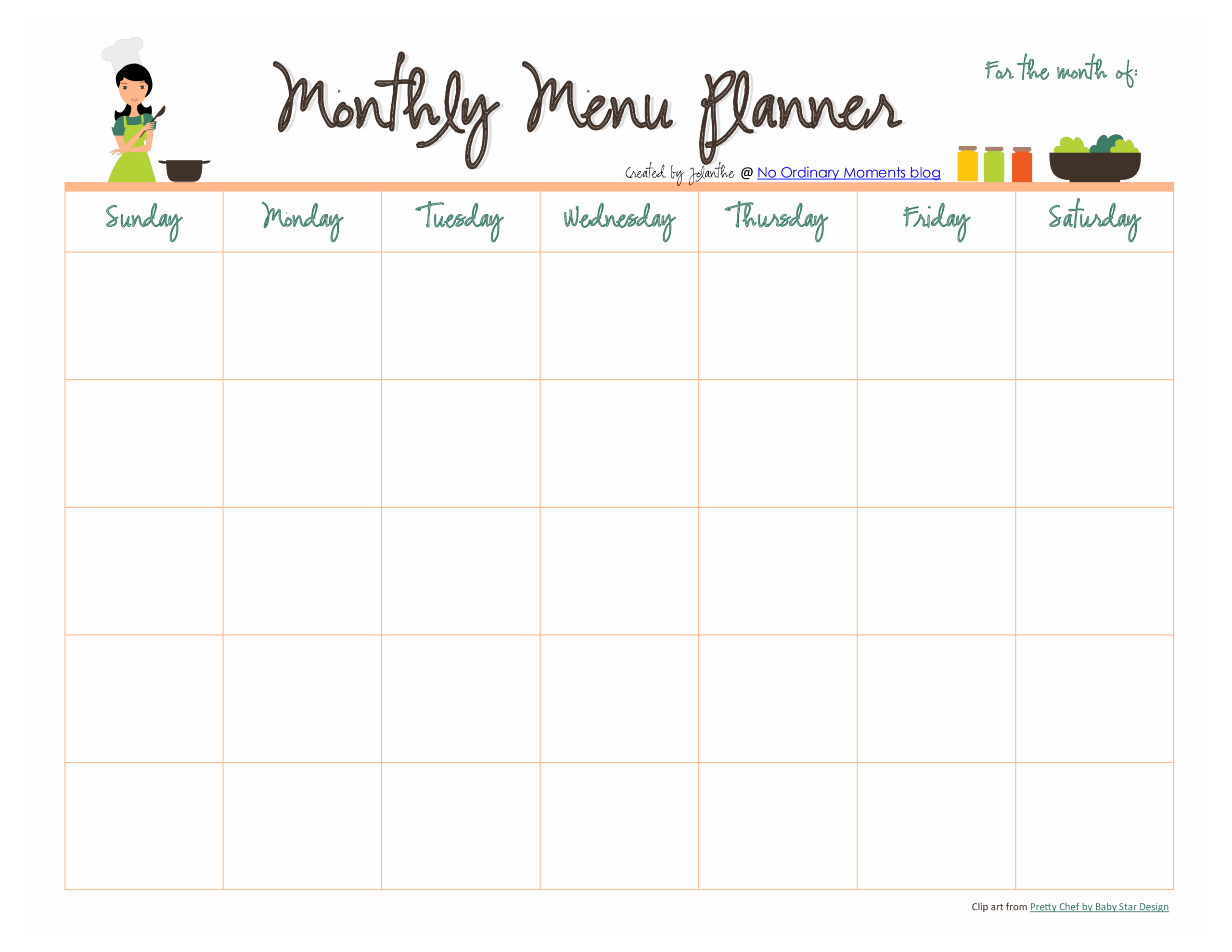 Monthly Meal Planner Template Free Printable Printable Free Templates