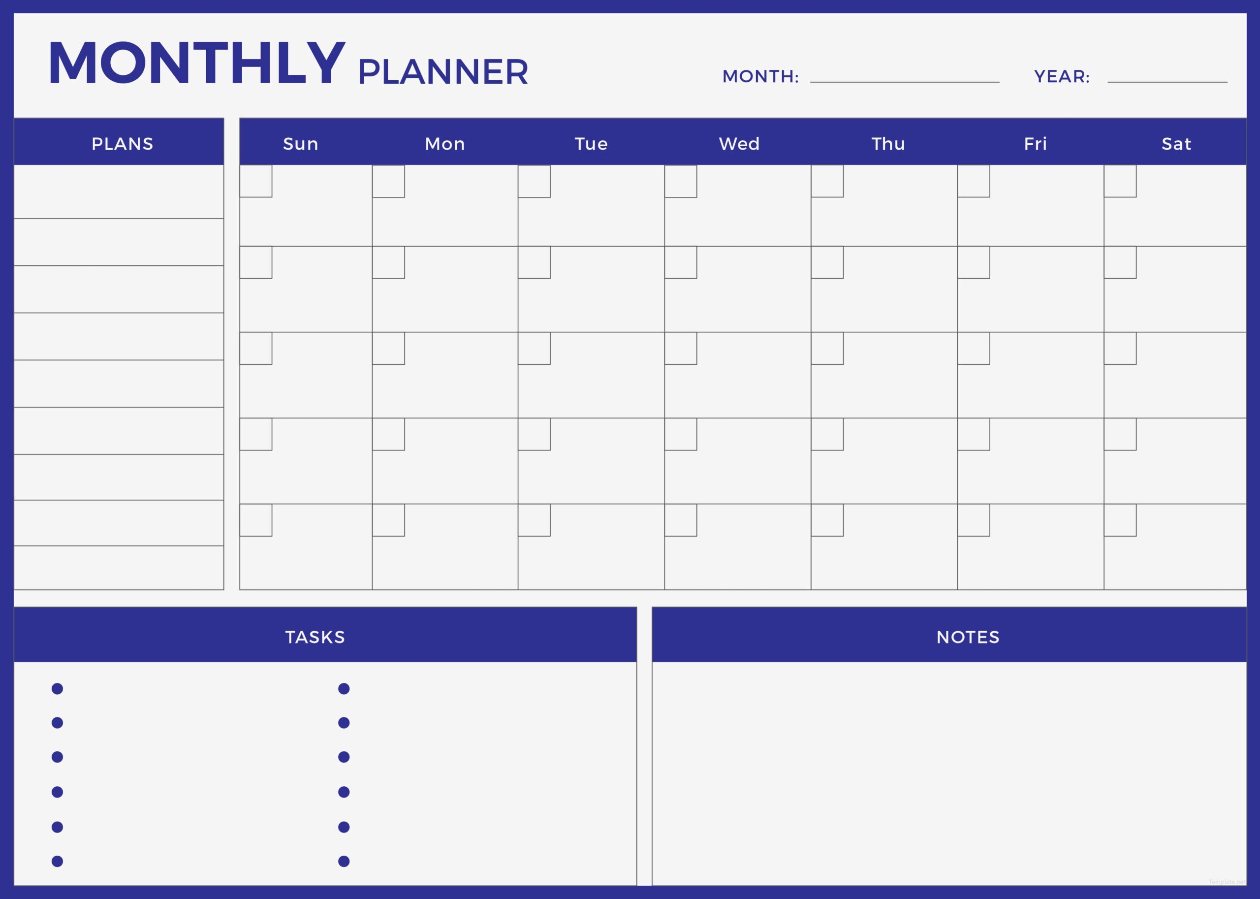 Monthly Planner Template Printable