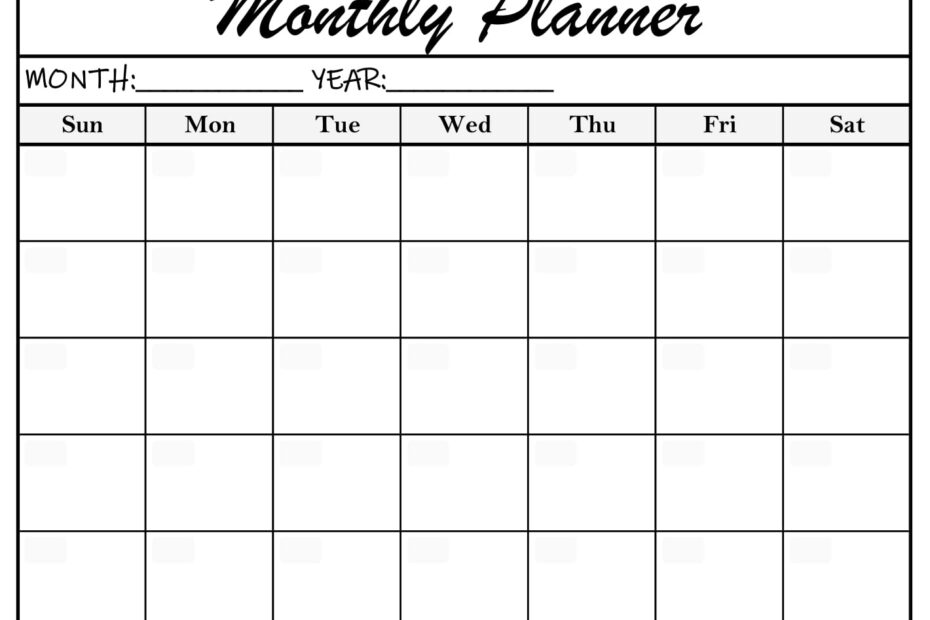 Monthly Planning Calendar Printable