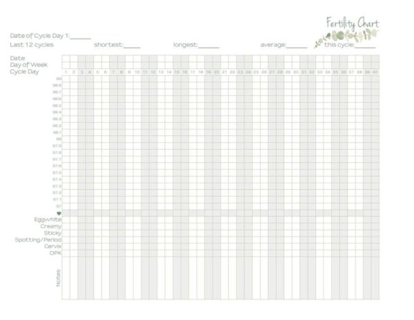 Natural Family Planning Printable Chart PDF Elizabeth Clare