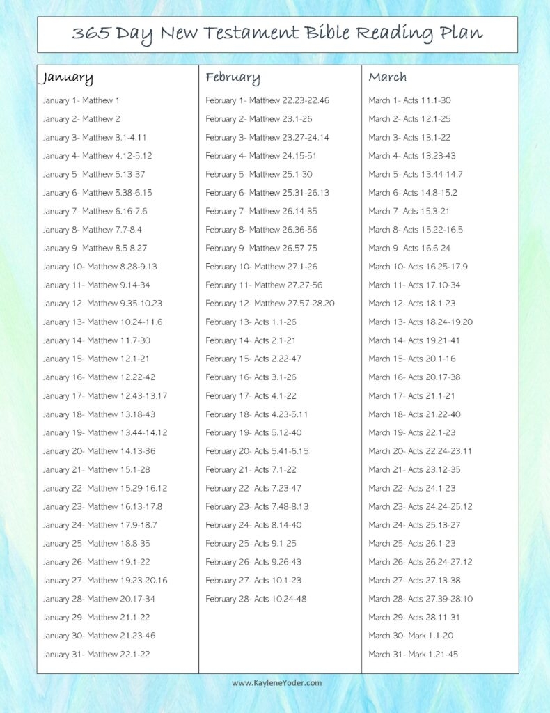 New Testament Reading Plan 2024 Rena Valina