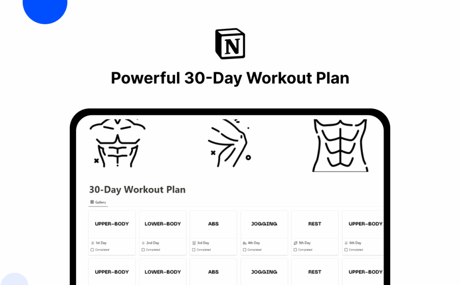 Notion Template Powerful 30 Day Workout Plan Workout Plan Template