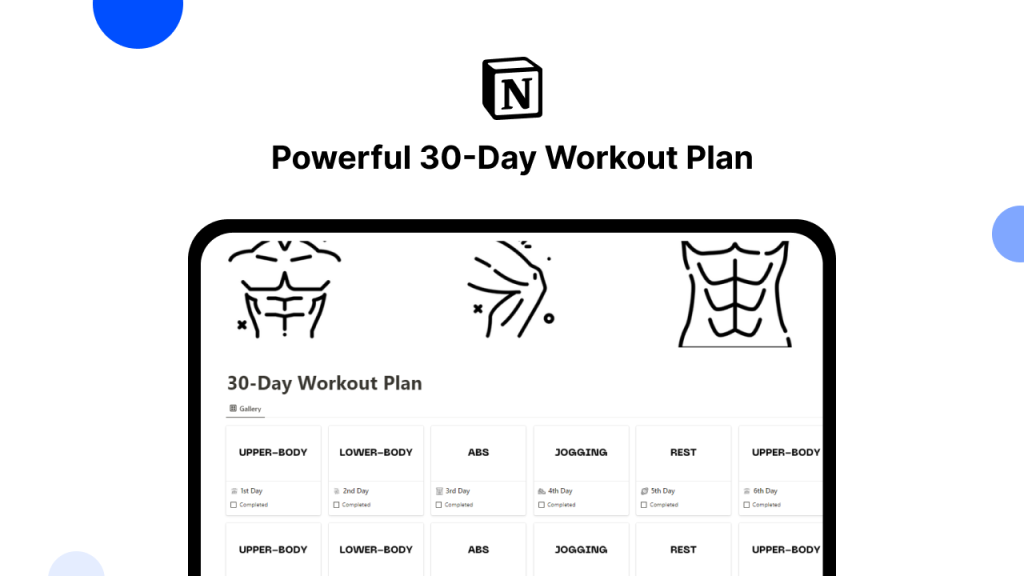 Notion Template Powerful 30 Day Workout Plan Workout Plan Template 