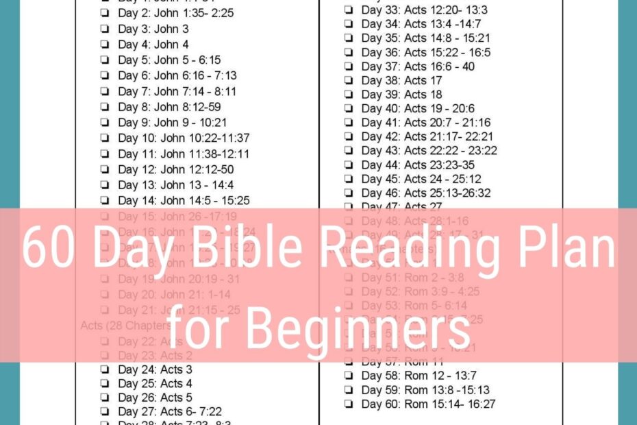 One Year Printable Bible Reading Plan For Beginners