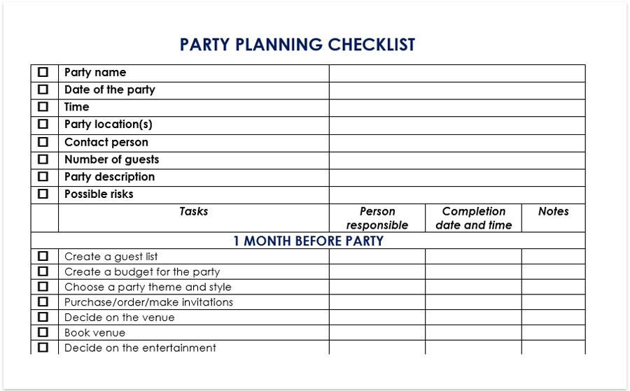 Party Planning Checklist Party Planning Checklist Printable Event Vrogue