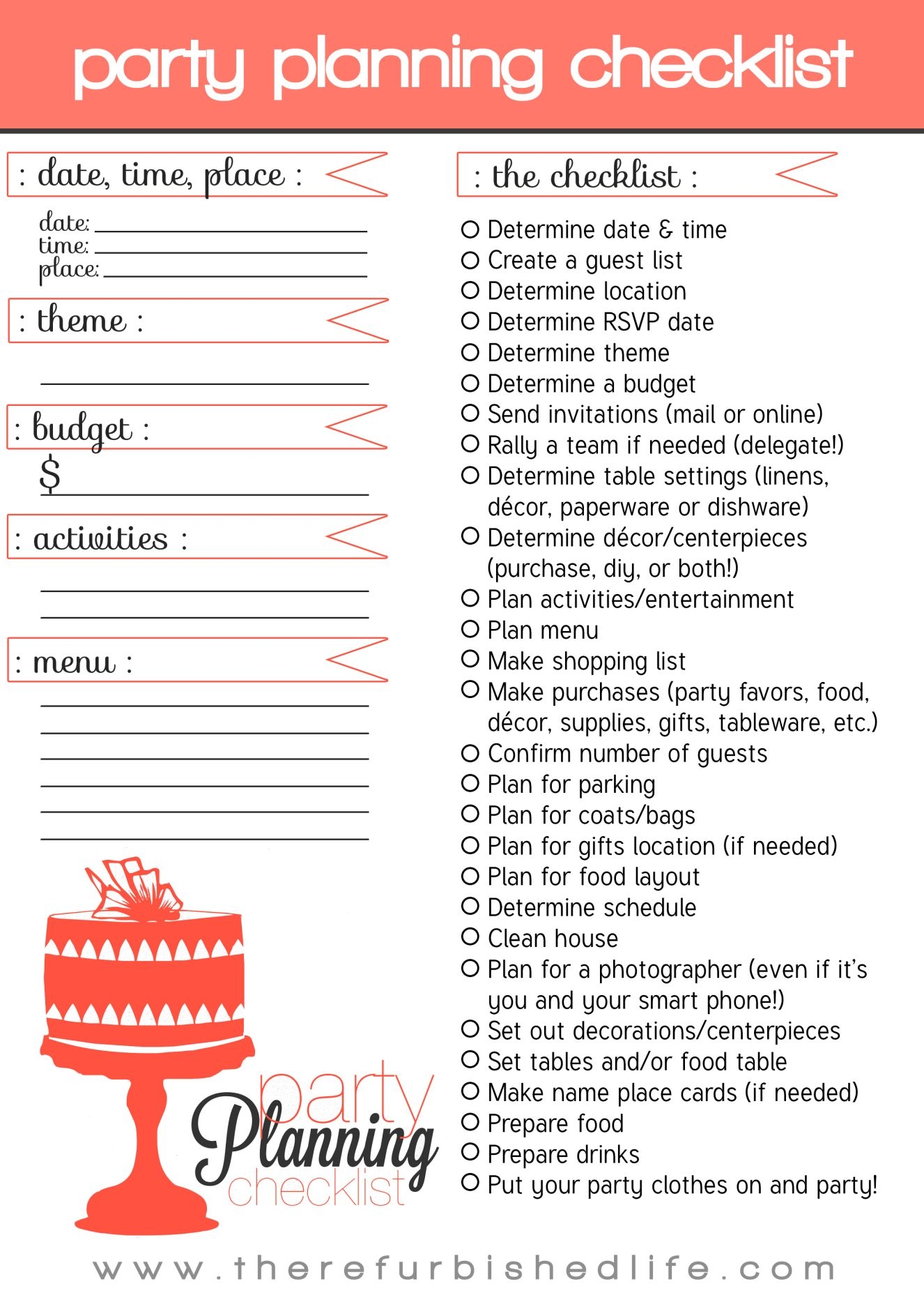 Party Planning Checklist Template