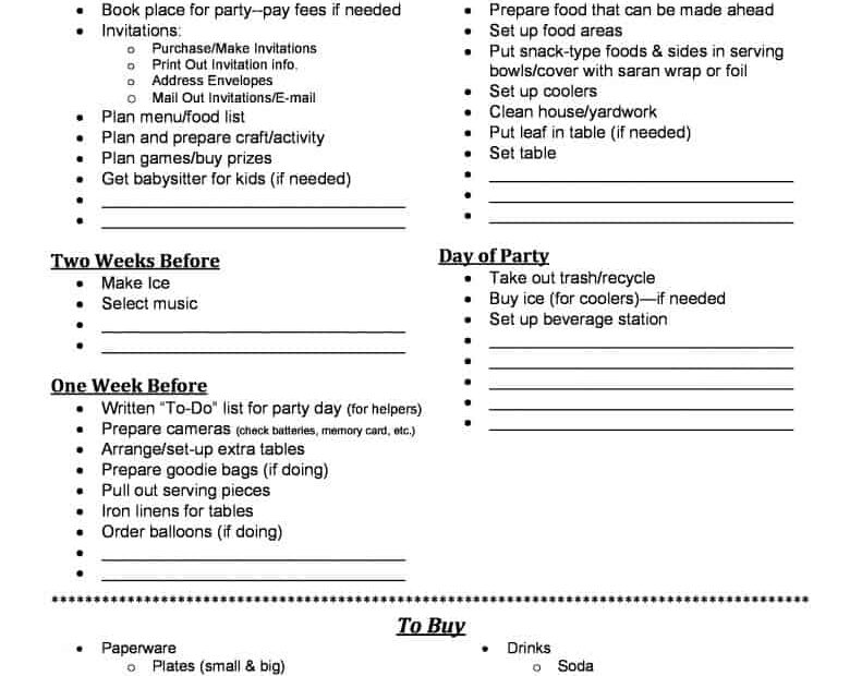 Party Planning Worksheet Meal Planning Magic Printable Worksheets