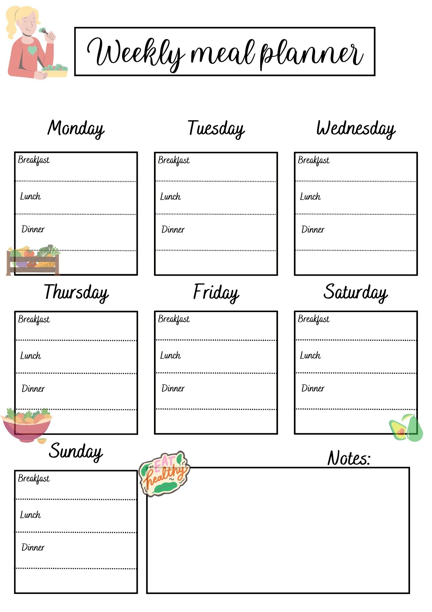 Plan Your Weekly Meals With This Free Printable Planner