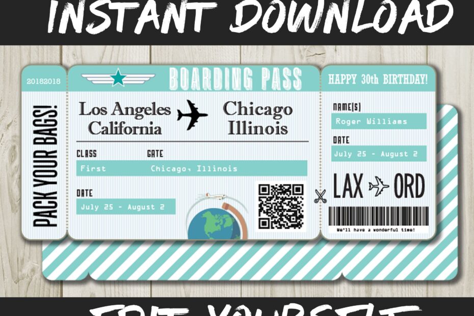 Plane Ticket Printable Printable Calendars AT A GLANCE