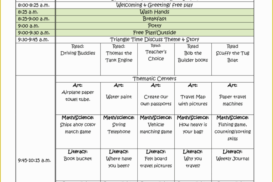 Pre K Lesson Plan Template Free Of Lesson Plan Template Pre K 10 Best