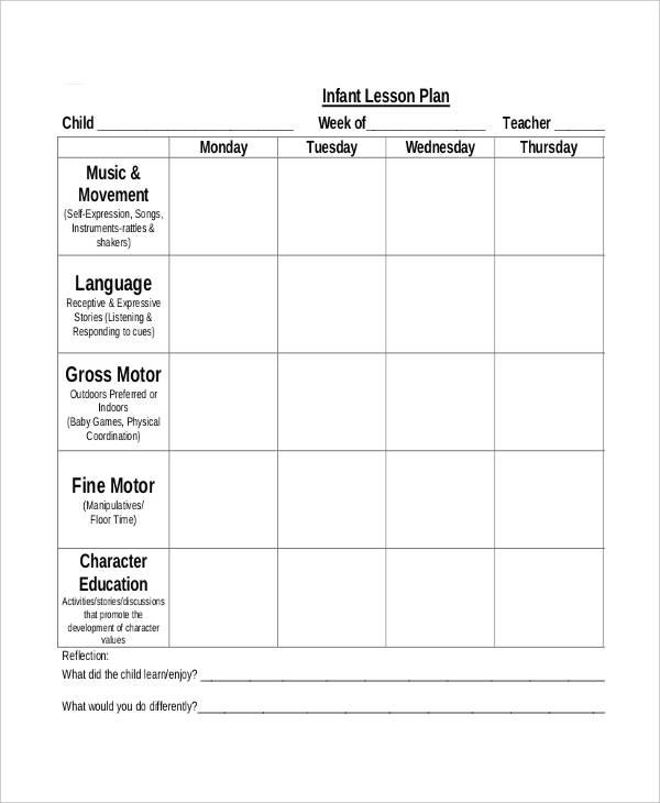 Preschool Lesson Plan Template Printable Printable Templates