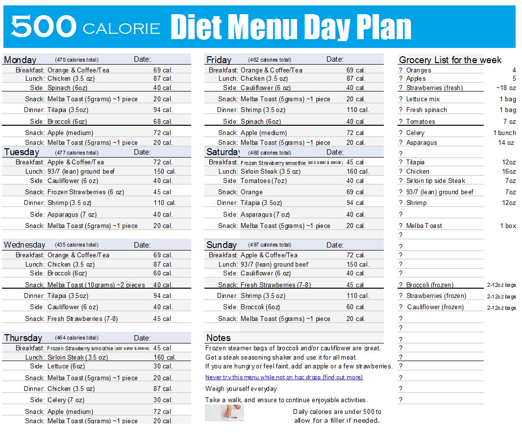 Printable 1000 Calorie Diet Plan