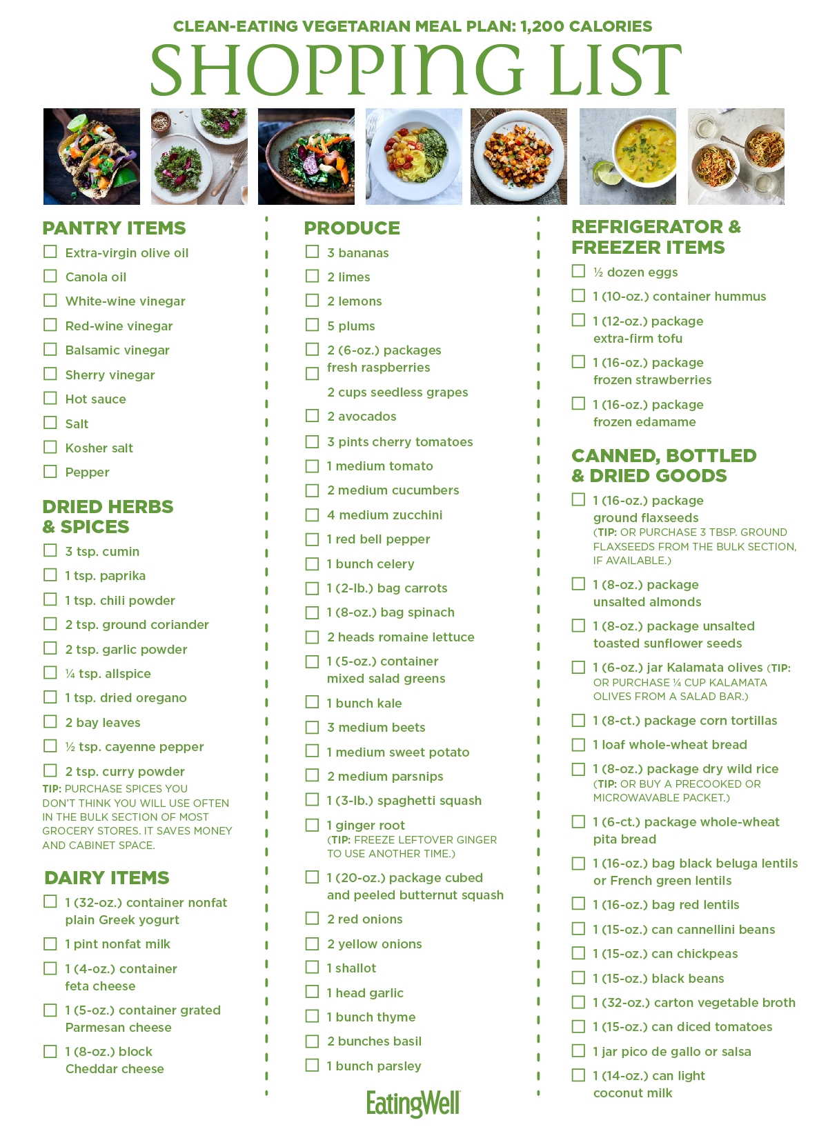 Printable 1200 Calorie Meal Plan