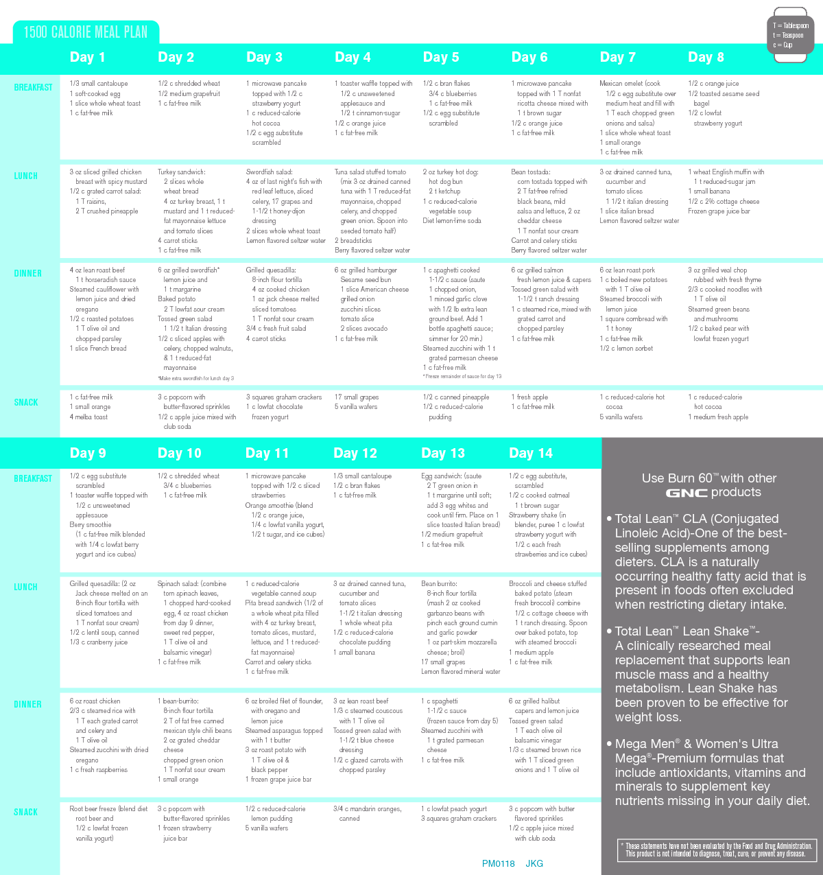 Printable 1500 Calorie Meal Plan Printable Word Searches
