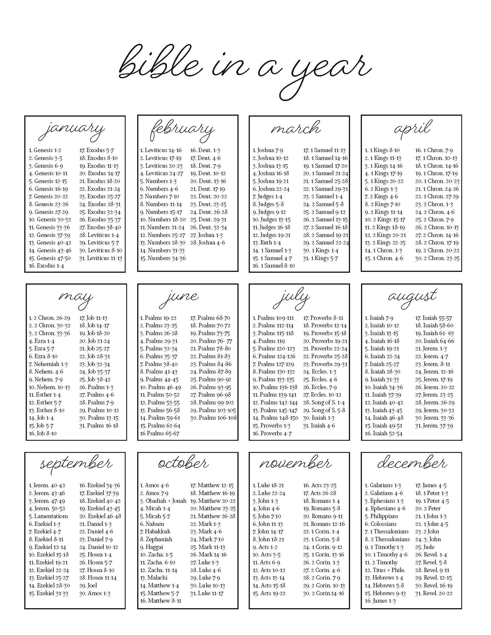 Printable 2 Year Bible Reading Plan Printable Yearly Calendar Printable 2 Year Bible Reading Plan Printable Yearly Calendar