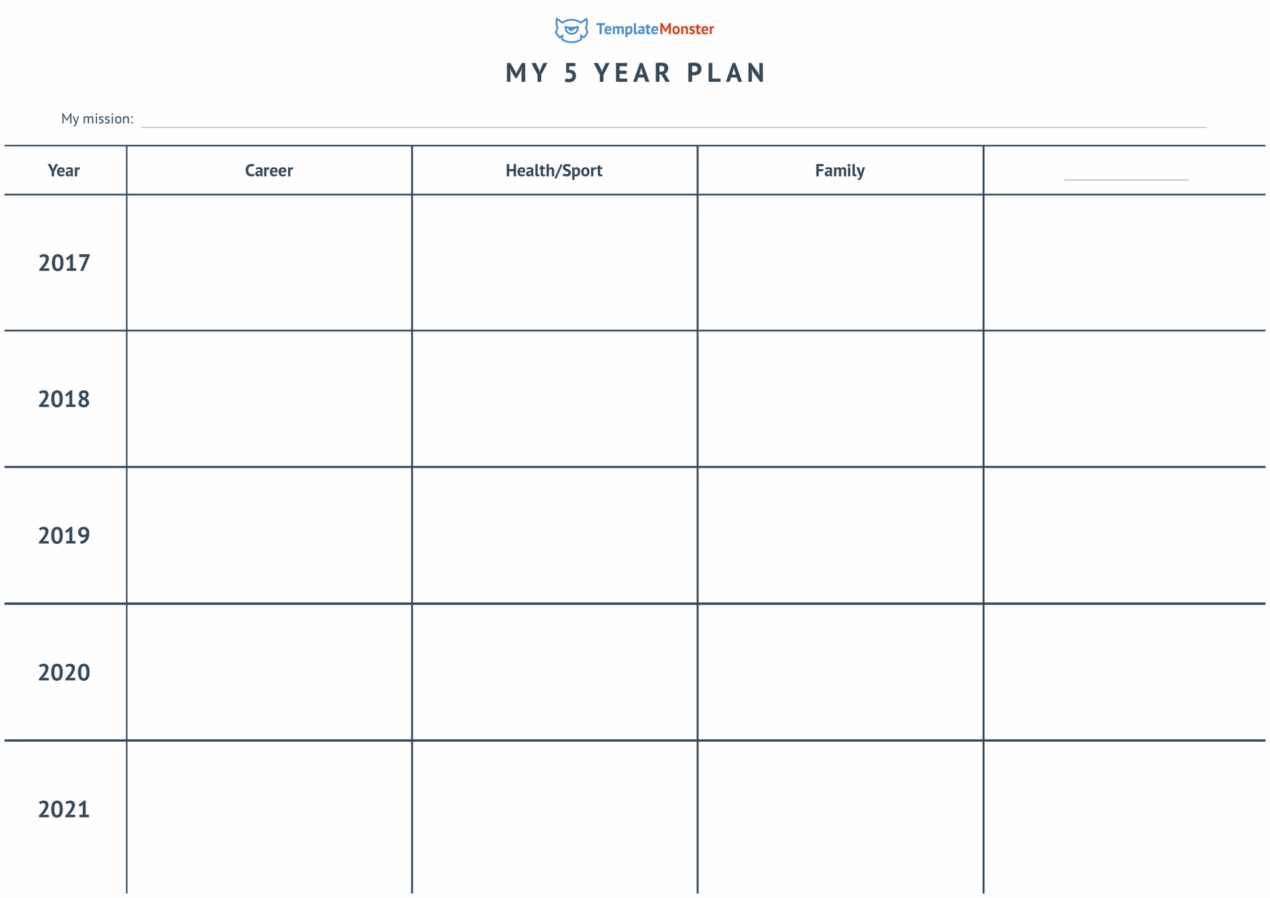 Printable 5 Year Plan Template Printable Word Searches