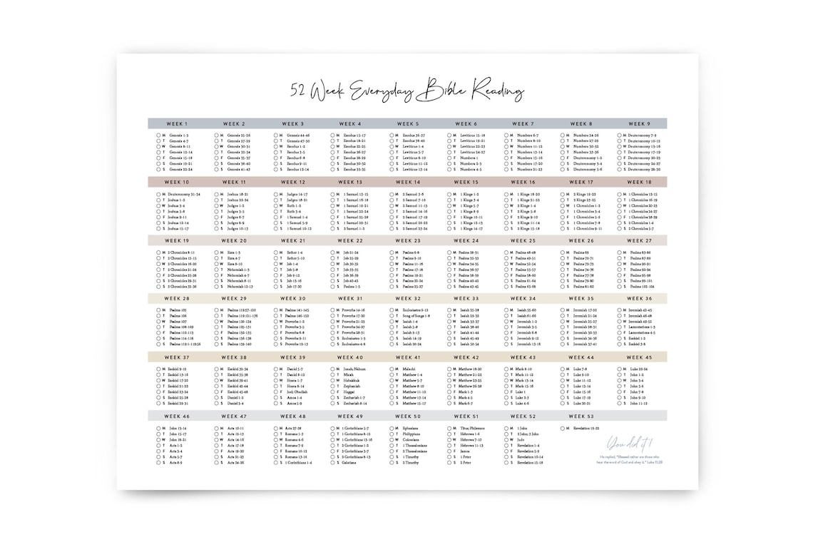 Printable 52 Week Bible Reading Plan Printable Word Searches
