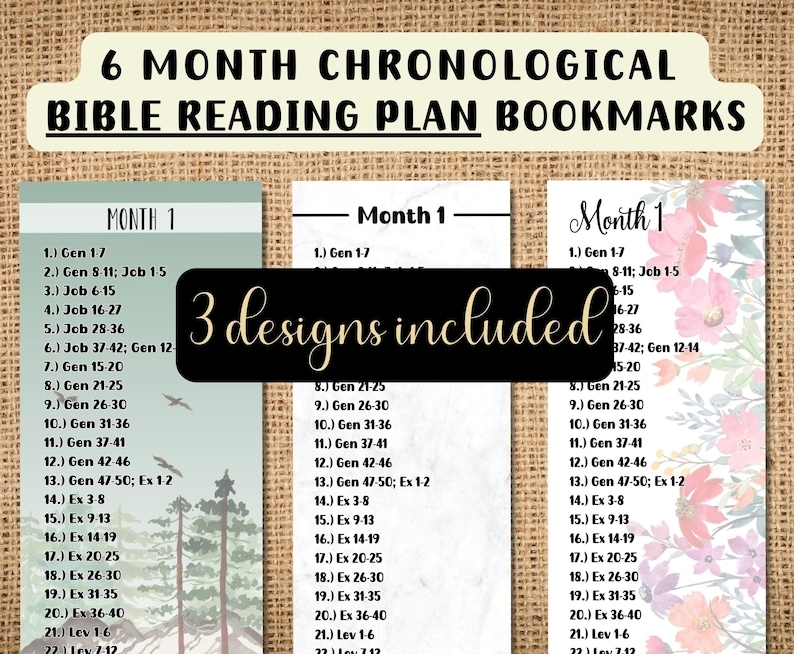 Printable 6 Month Bible Reading Plan Set Of Six Chronological Bible 