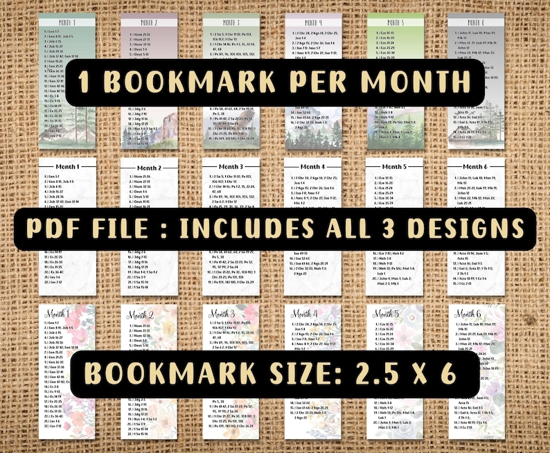 Printable 6 Month Bible Reading Plan Set Of Six Chronological Bible 