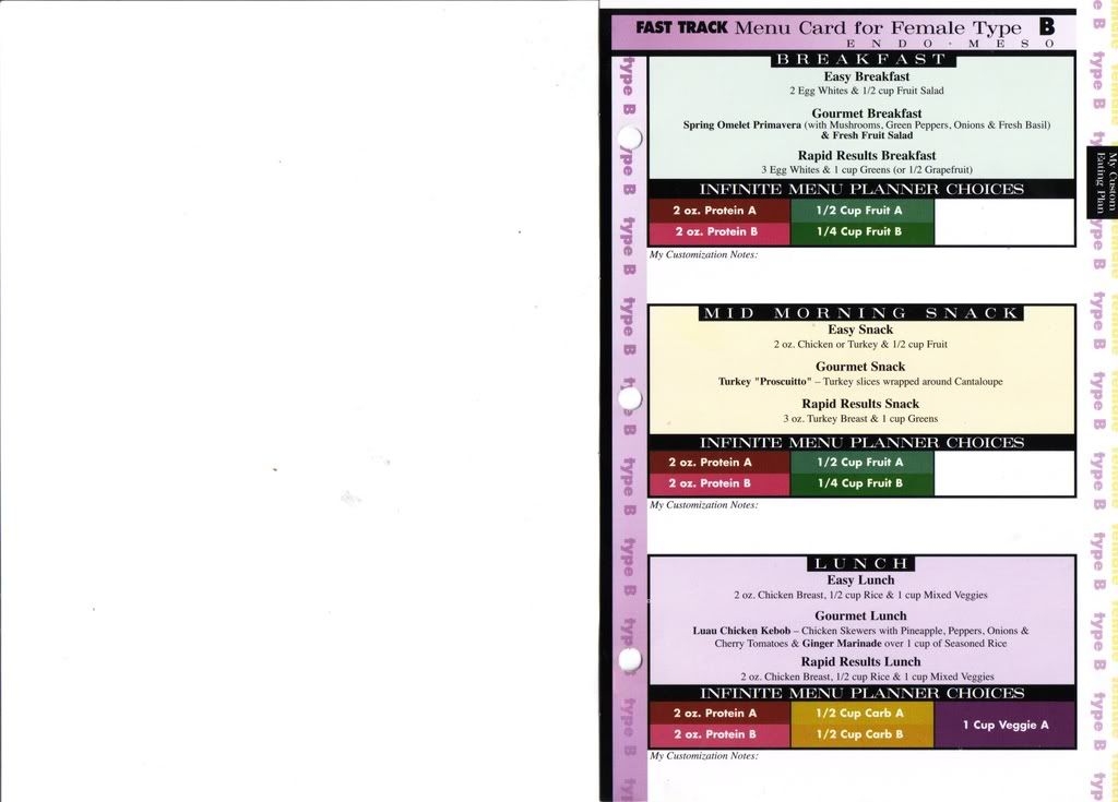 Printable 6 Week Body Makeover Type A Meal Plan